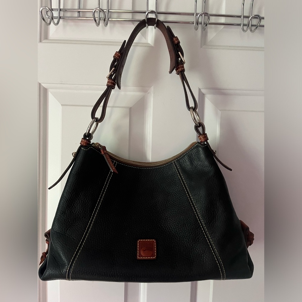 Vintage Y2K Dooney & Bourke Black Leather Hobo Handbag 2000s